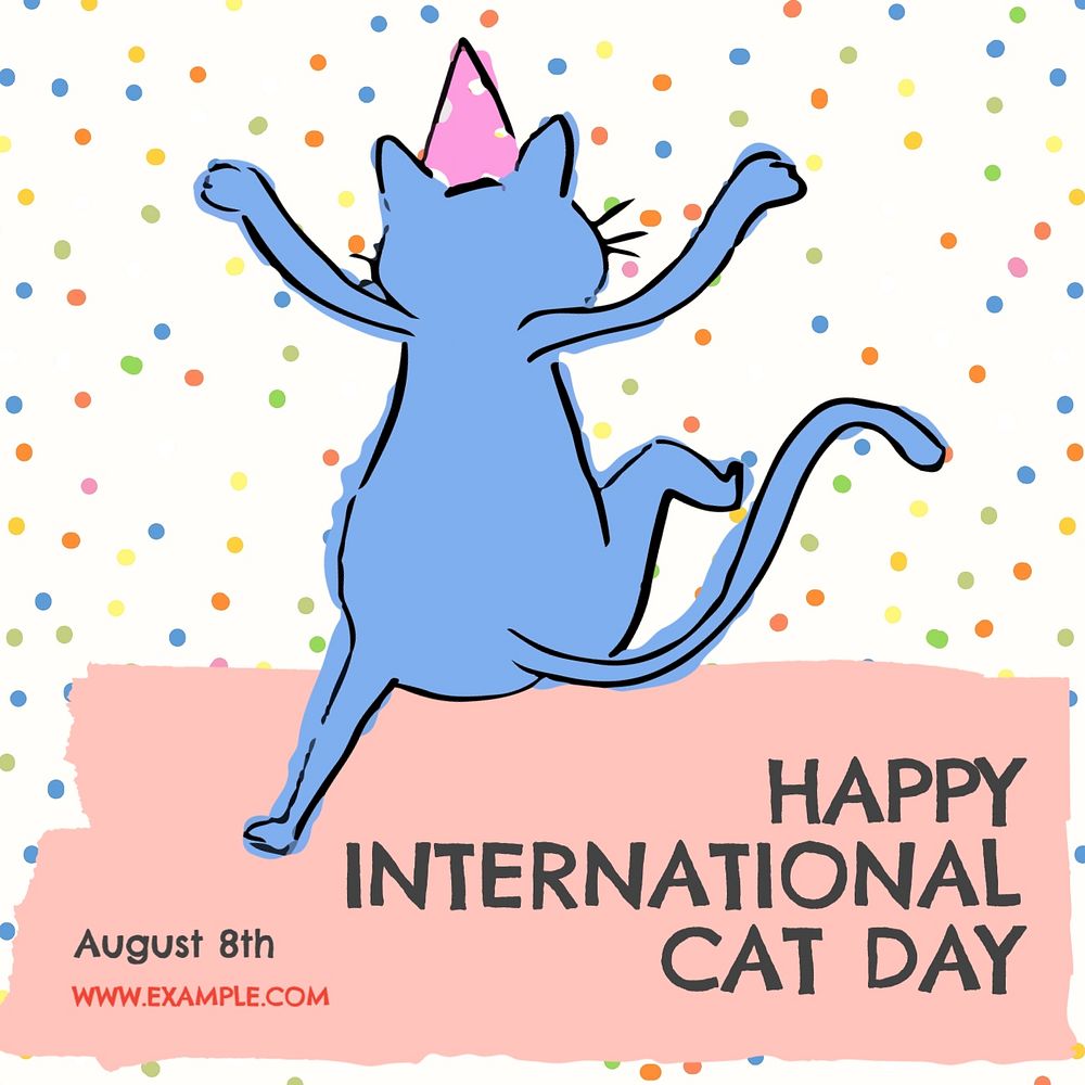 International cat day post template, editable social media design