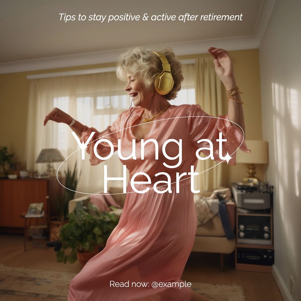 Young at heart Instagram post template, editable text