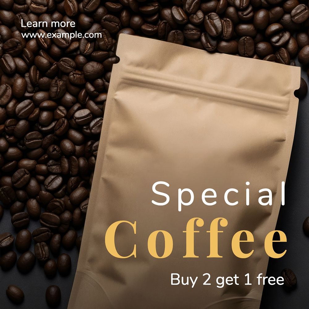 Special coffee Instagram post template, editable text