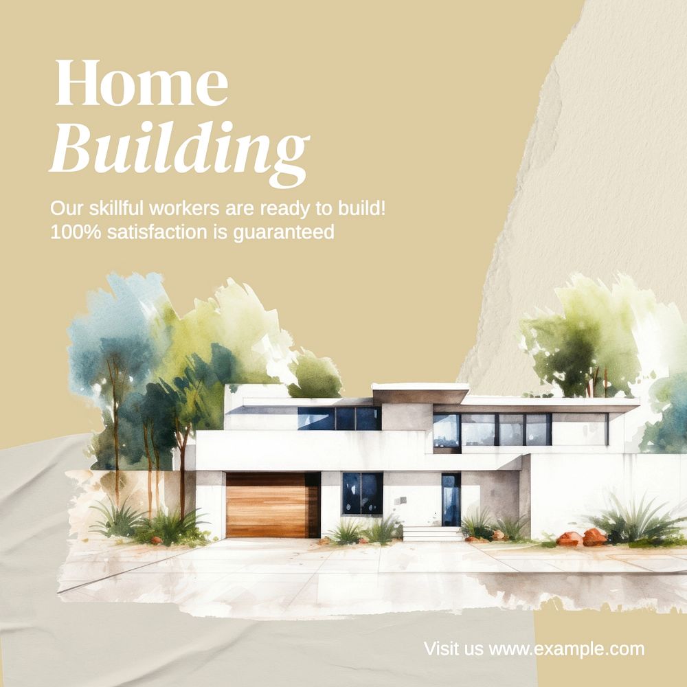 Home building Instagram post template, editable text