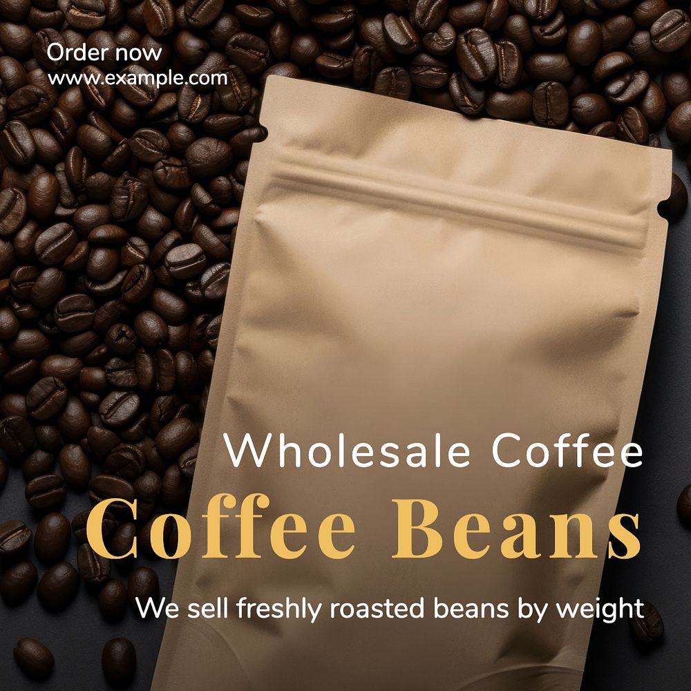 Coffee beans Instagram post template, editable text