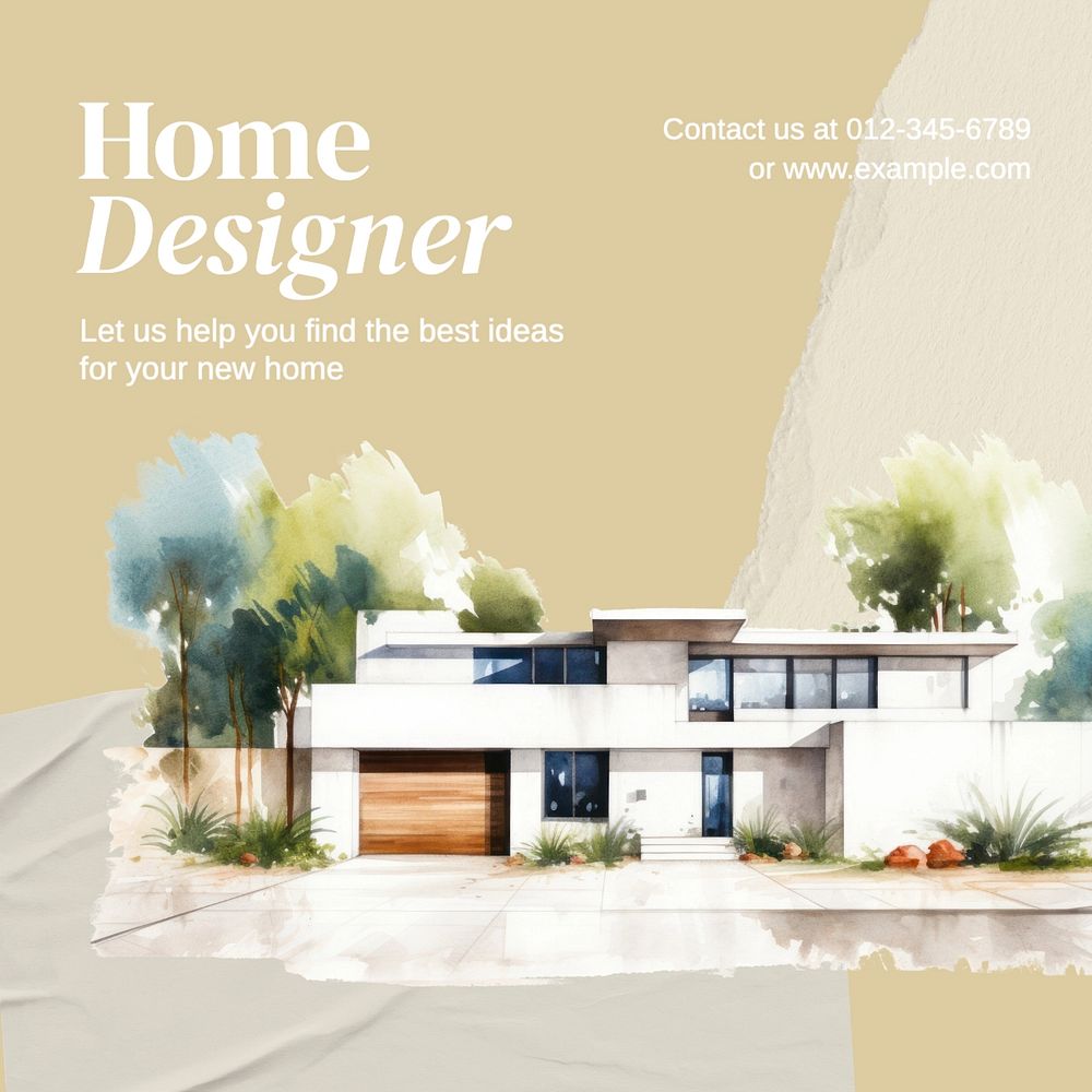 Home designer Instagram post template, editable text