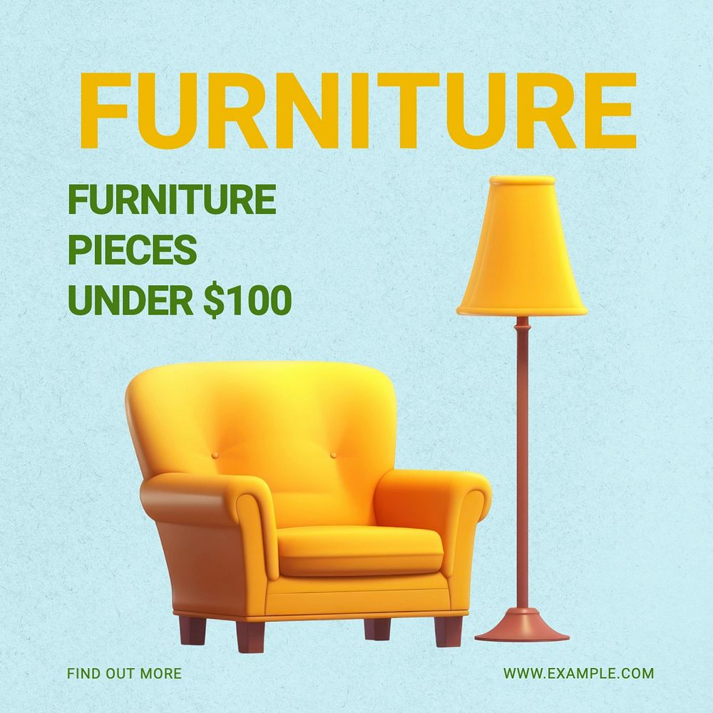 Furniture sale Instagram post template, editable text