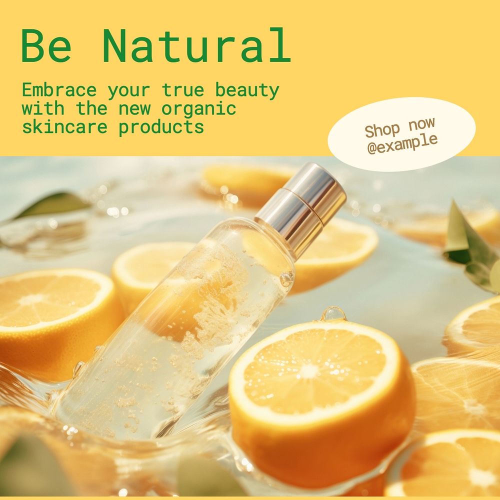 Be natural Instagram post template, editable text