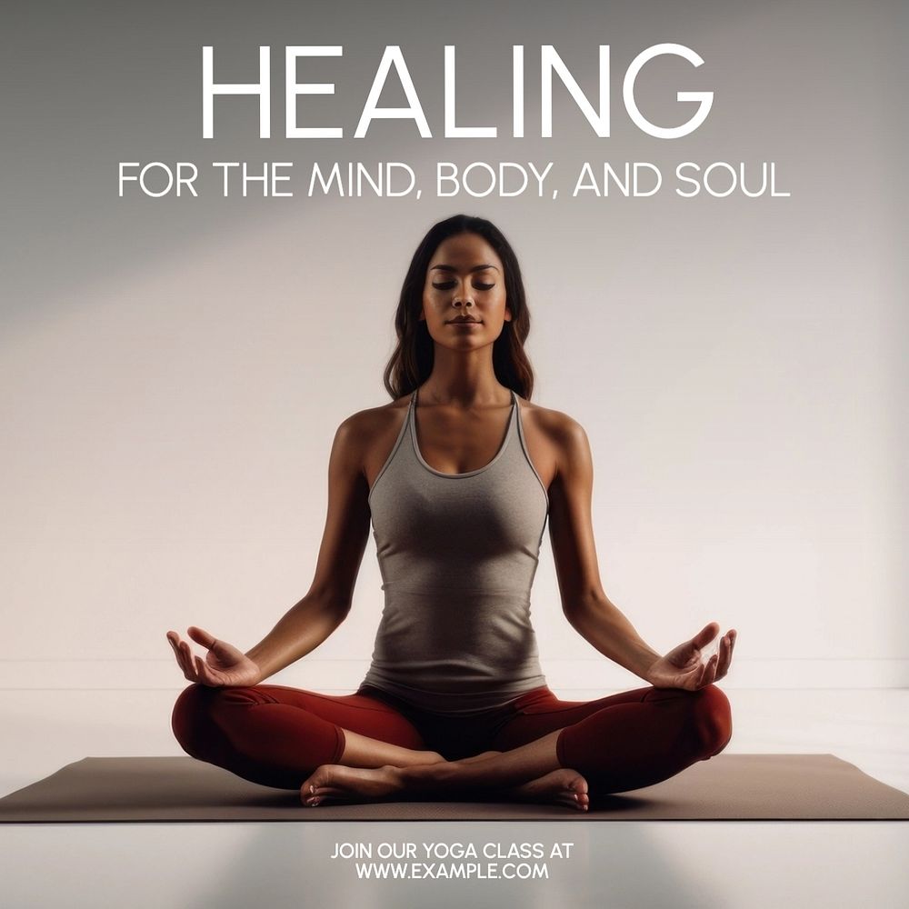 Healing, yoga class Instagram post template, editable text