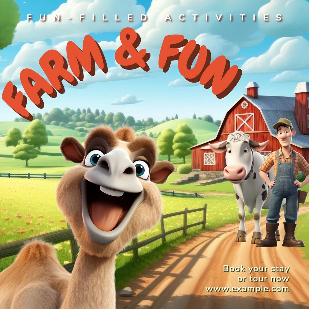 Farm fun Instagram post template, editable text