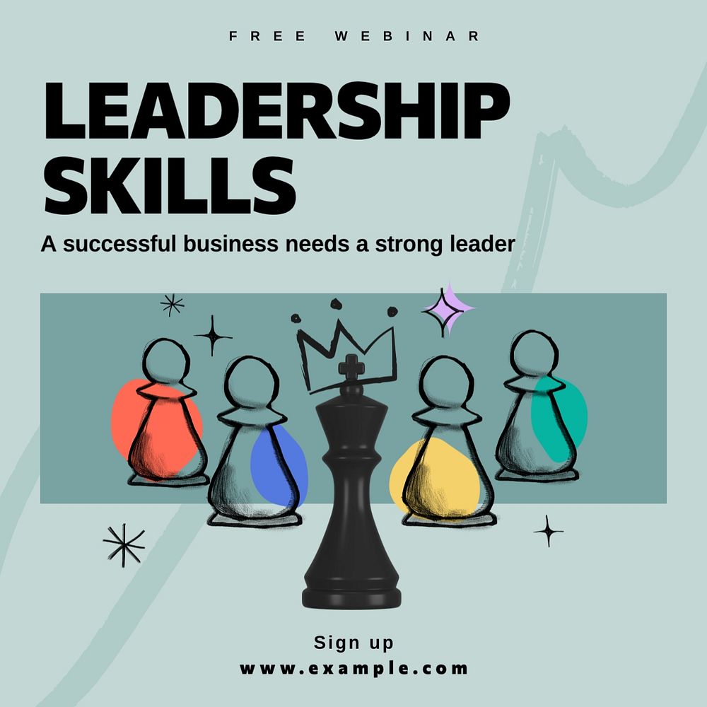 Leadership skills post template, editable social media design