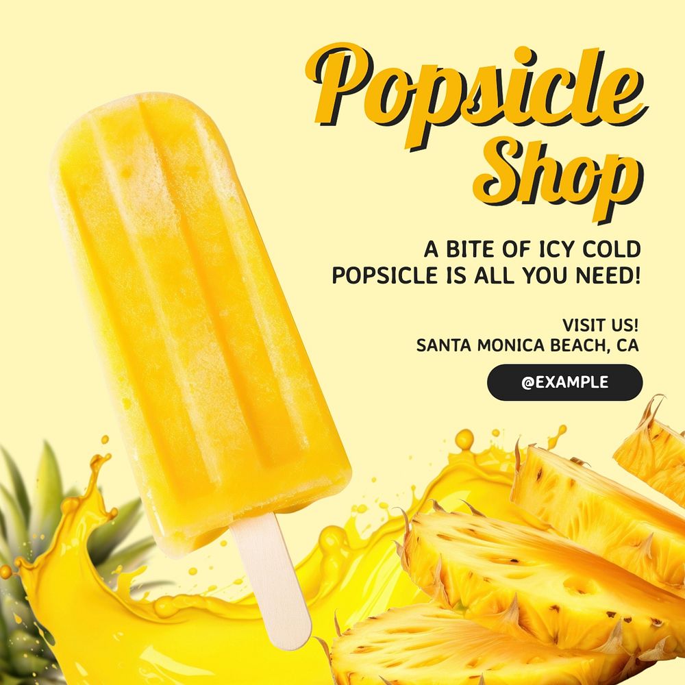 Popsicle shop Instagram post template, editable text