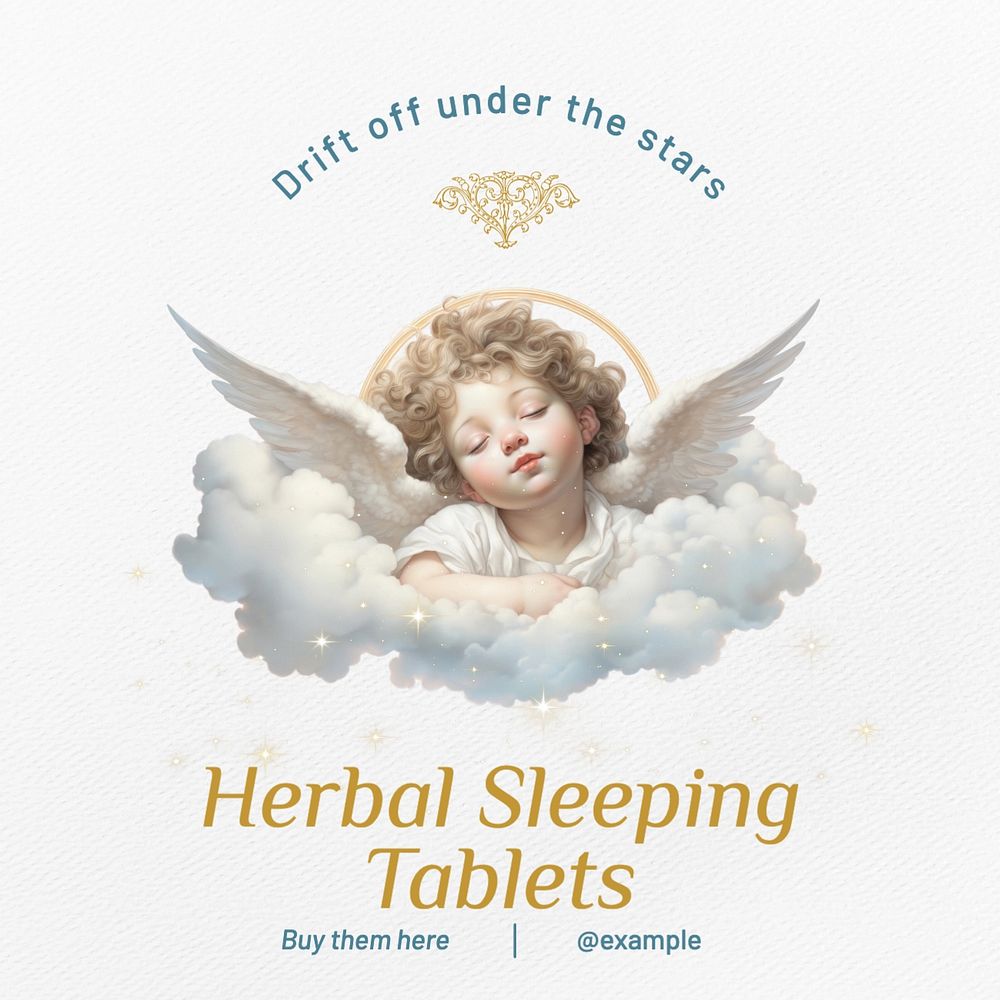 Herbal sleeping tablets Instagram post template, editable text