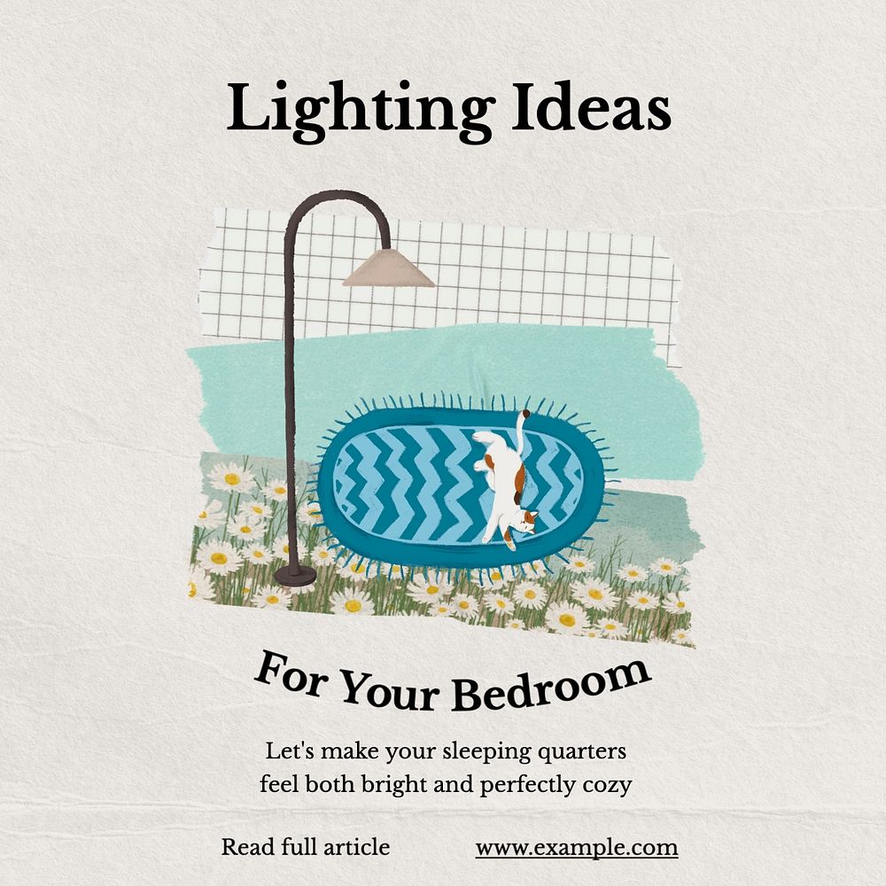 Lighting ideas Instagram post template, editable text