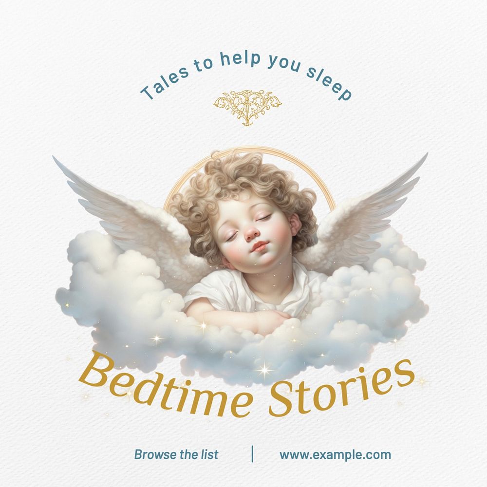 Bedtime stories Instagram post template, editable text