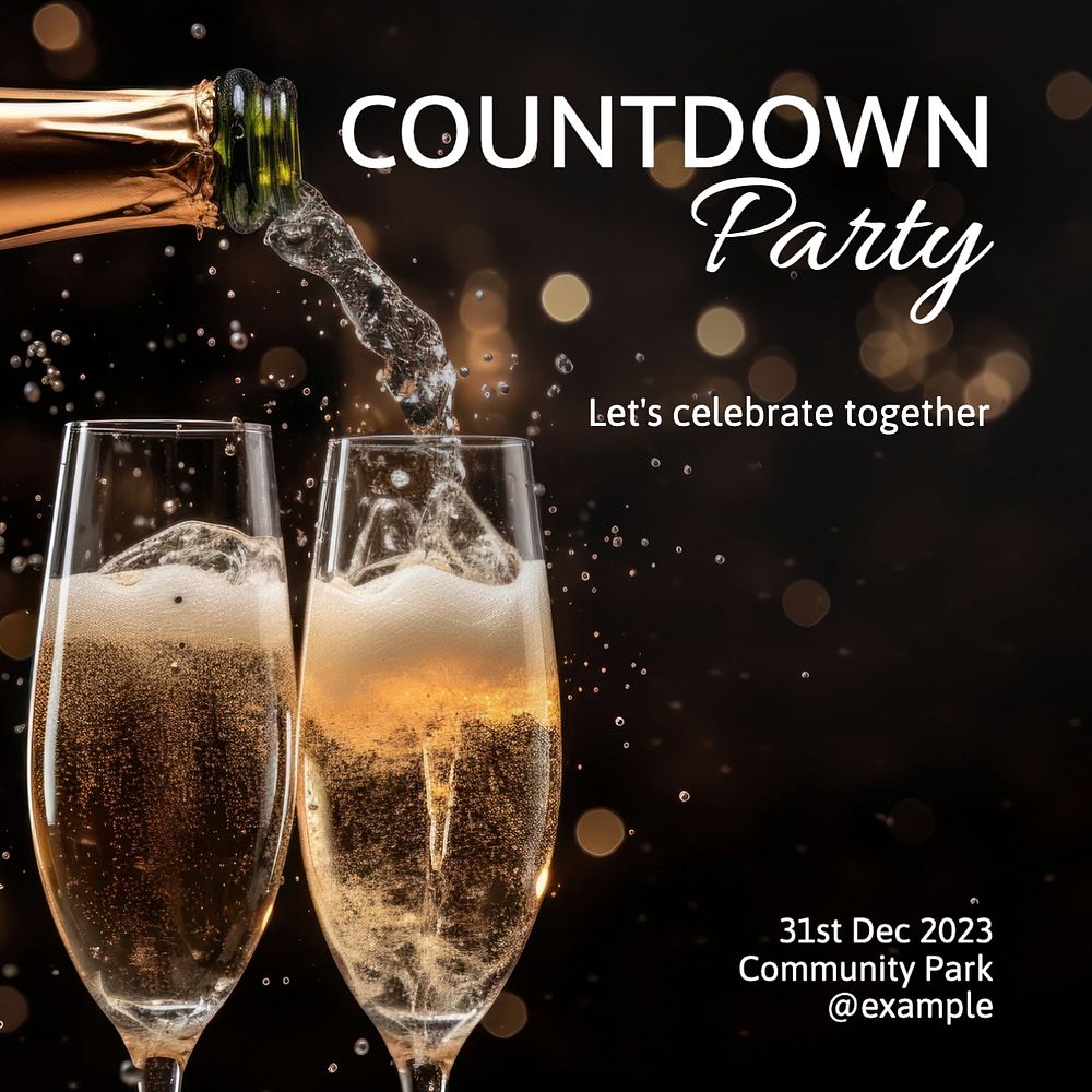 Countdown party Instagram post template, editable text