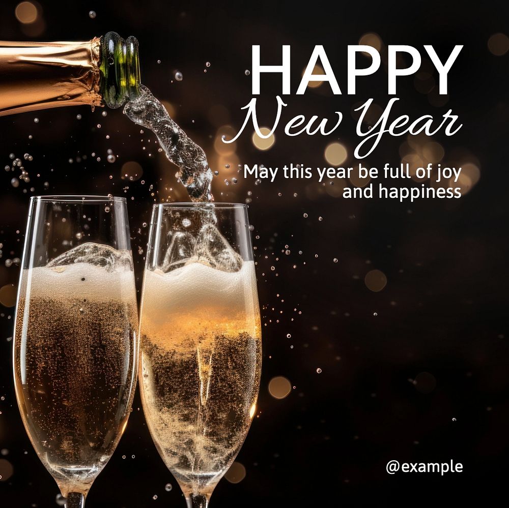 Happy New Year Instagram post template, editable text