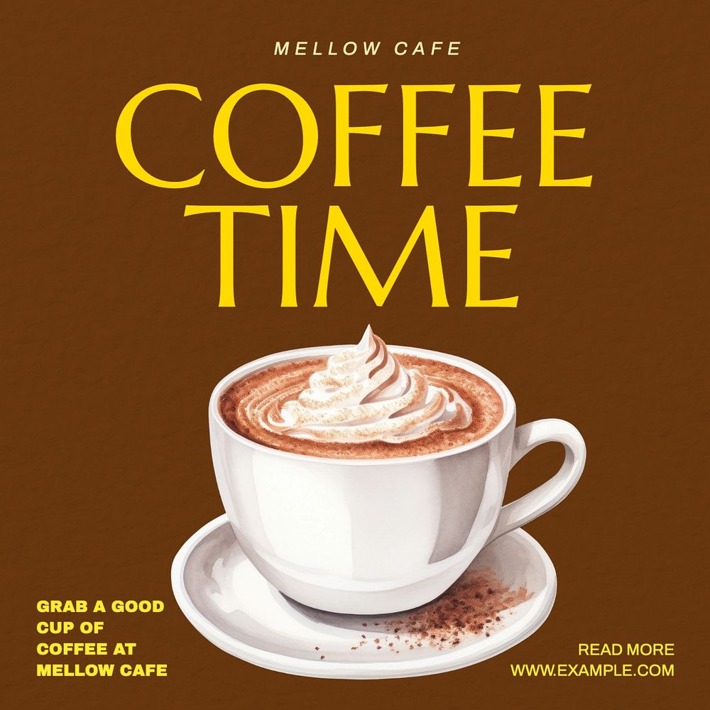 Coffee time Instagram post template, editable text