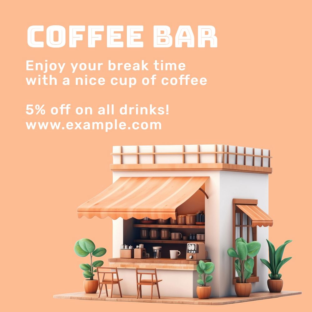 Coffee shop Instagram post template, editable text