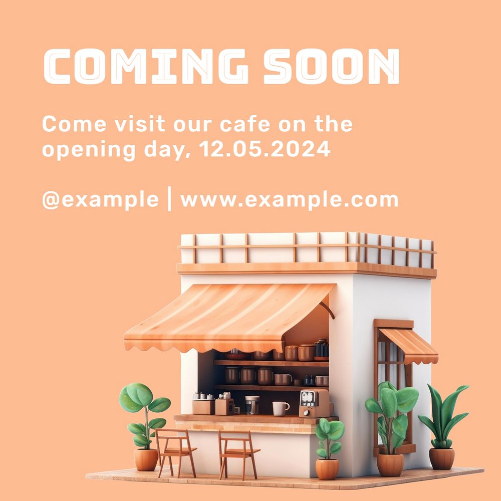 Coming soon Instagram post template, editable text