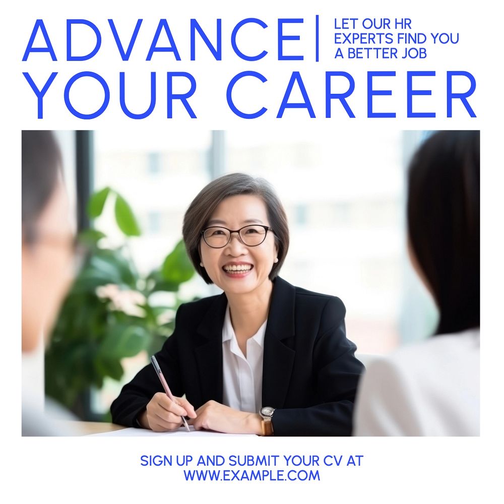 Advance your career Instagram post template, editable text