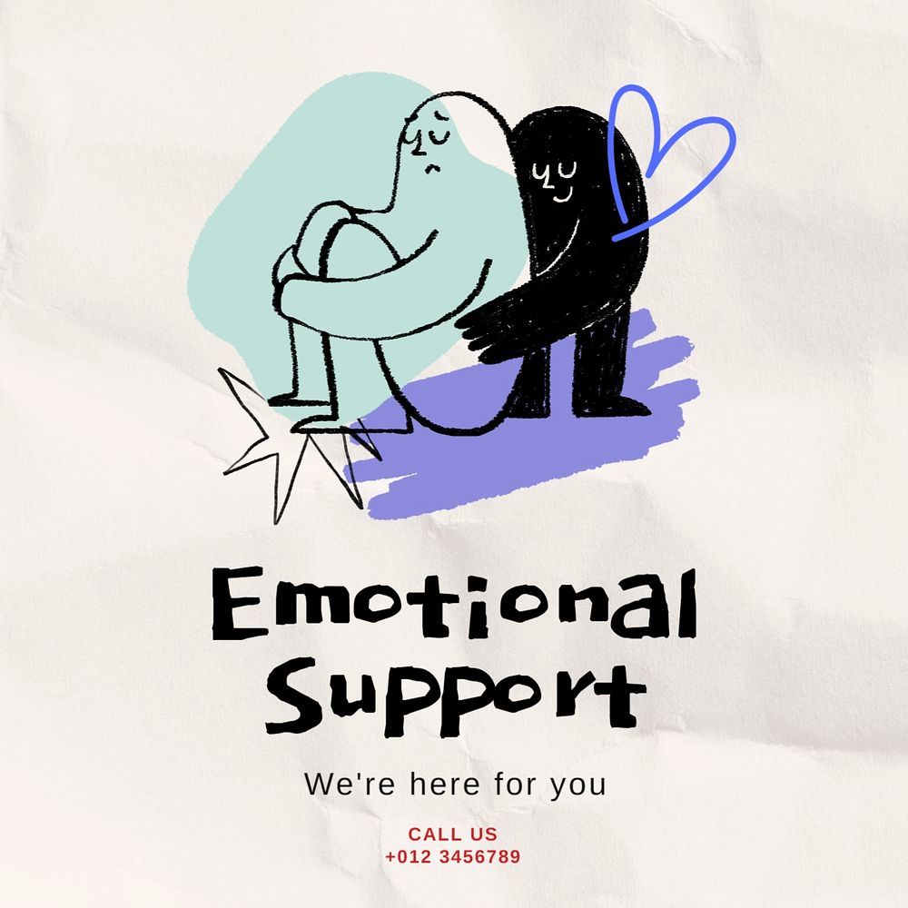 Emotional support Instagram post template, editable text