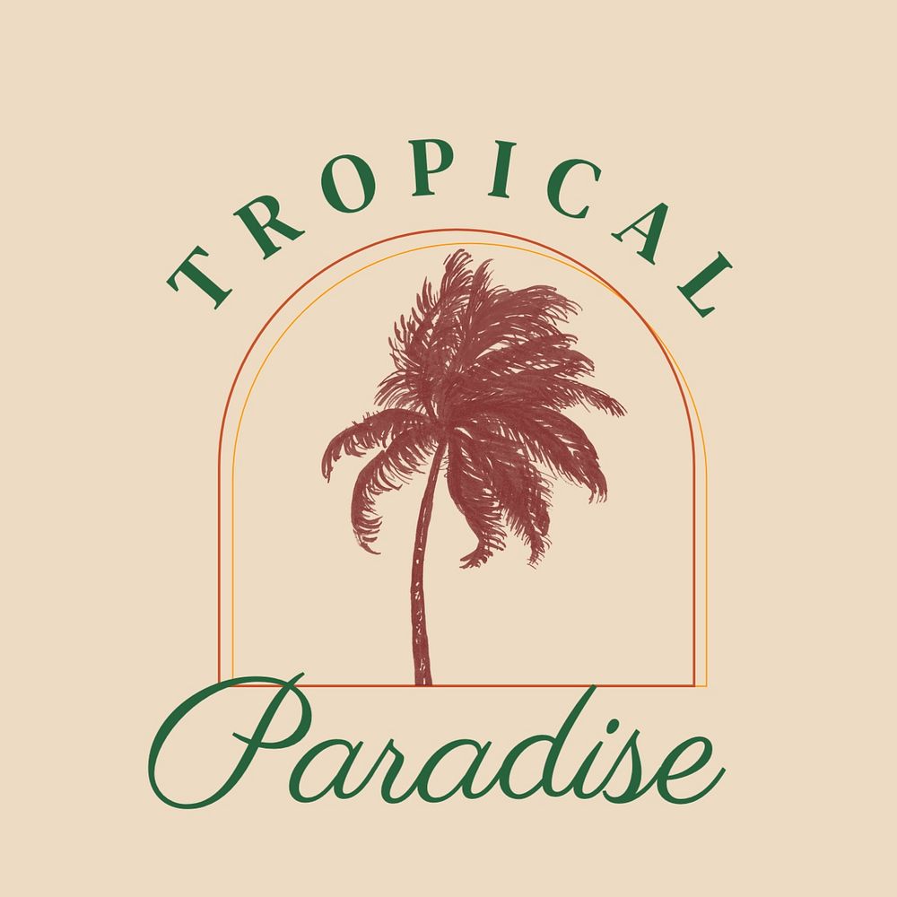 Tropical travel vintage logo template, editable design