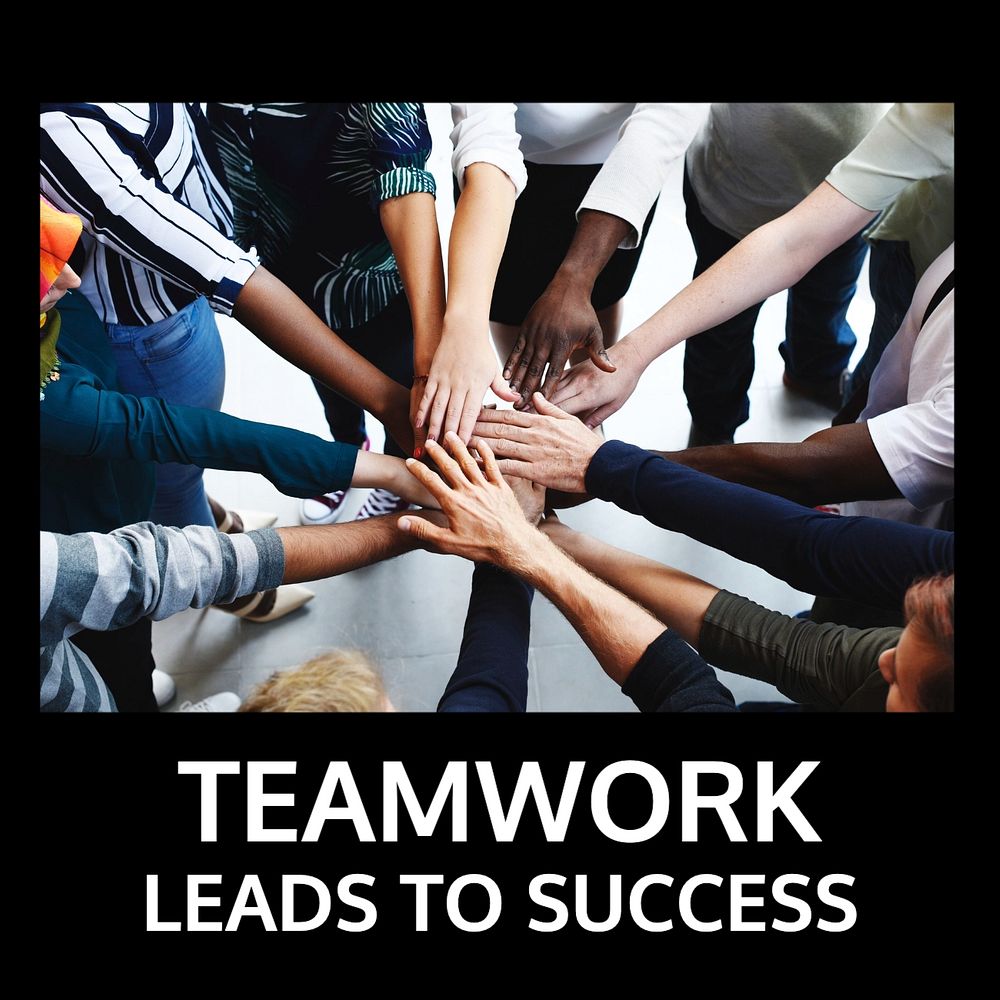 Teamwork & success Instagram post template, editable text