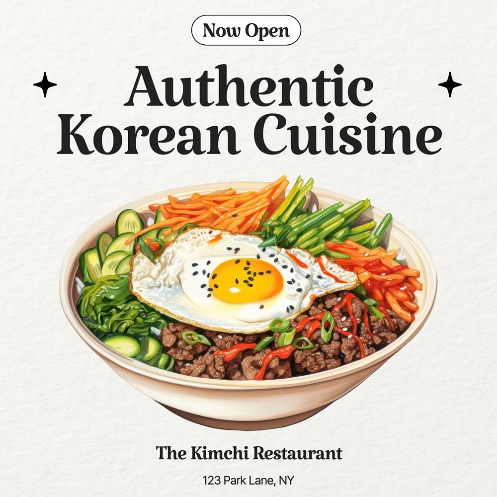 KOREAN CUISINE Instagram post template, editable text