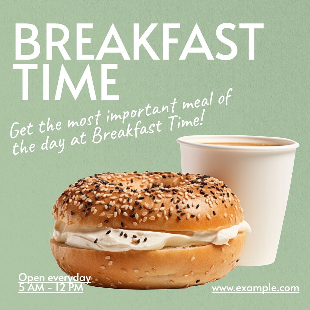 Breakfast time Instagram post template, editable text