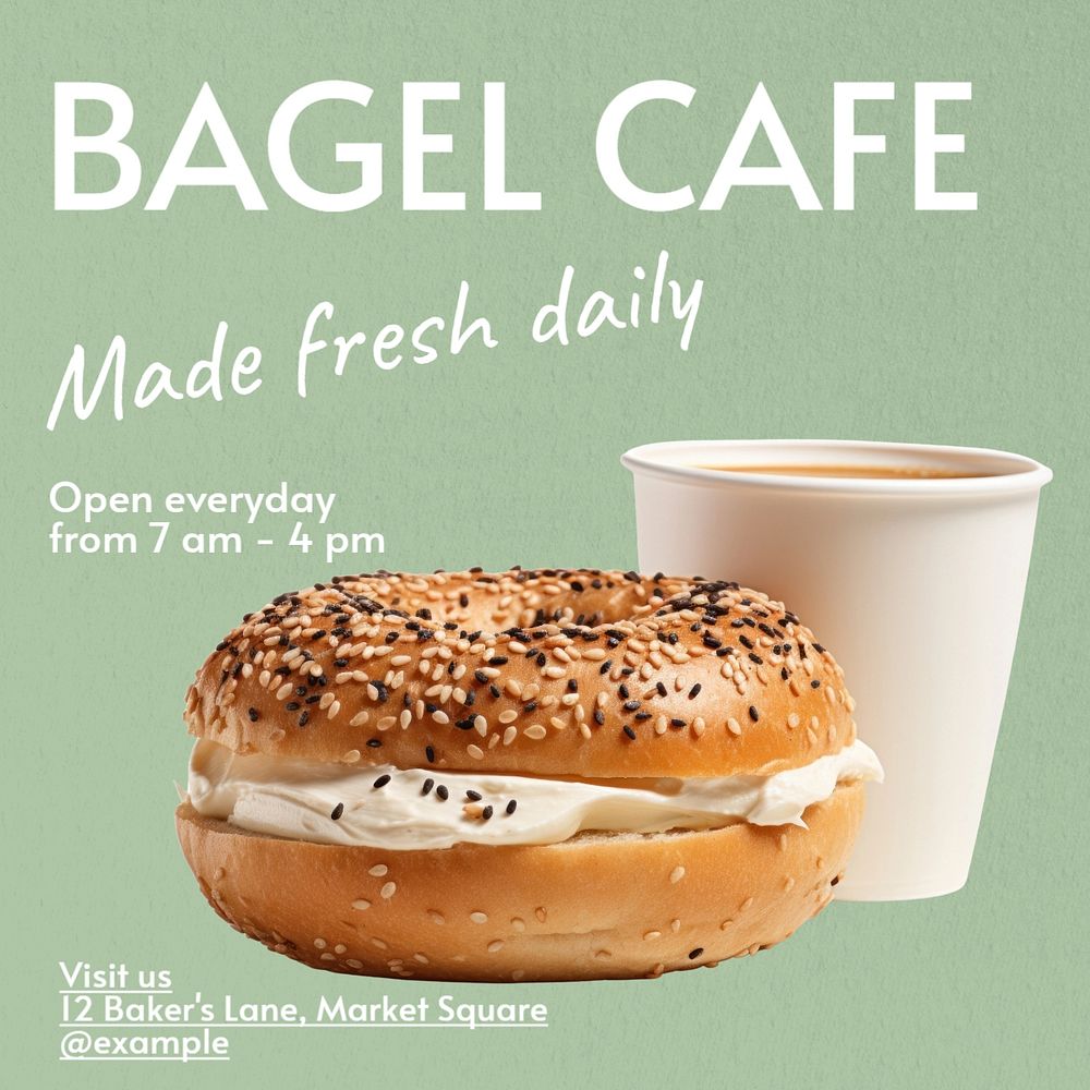 Bagel cafe Instagram post template, editable text