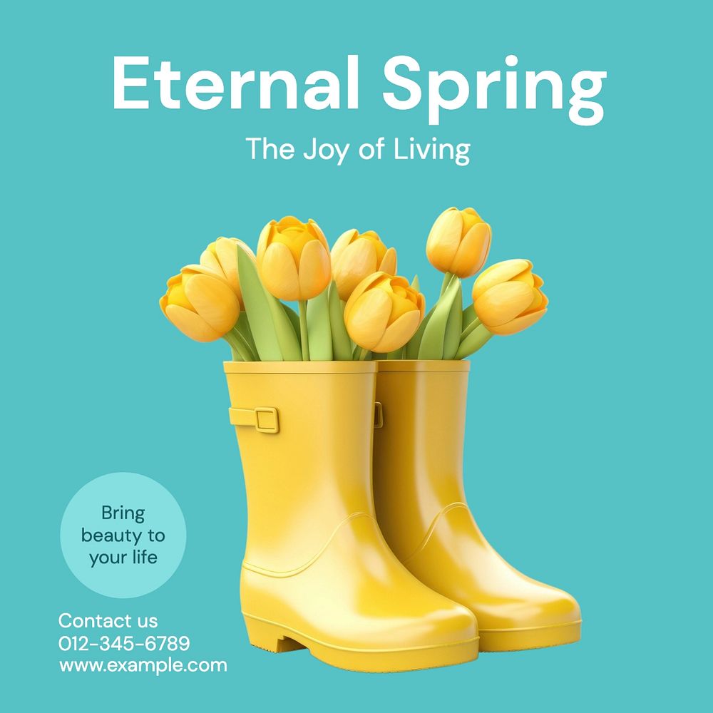 Eternal spring Instagram post template, editable text