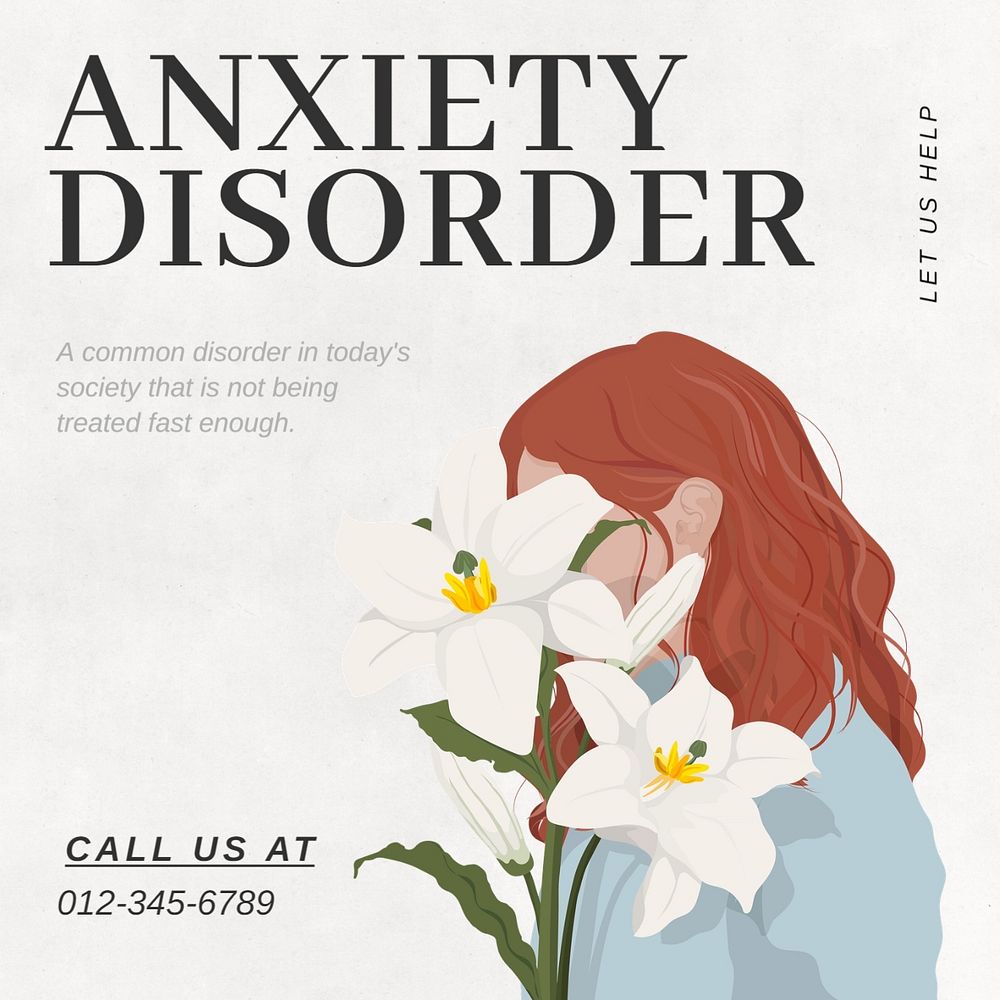 Anxiety & mental health Instagram post template, editable text