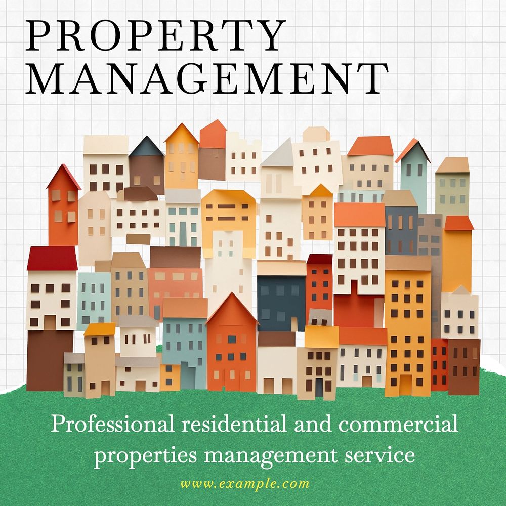 Property management Instagram post template, editable text