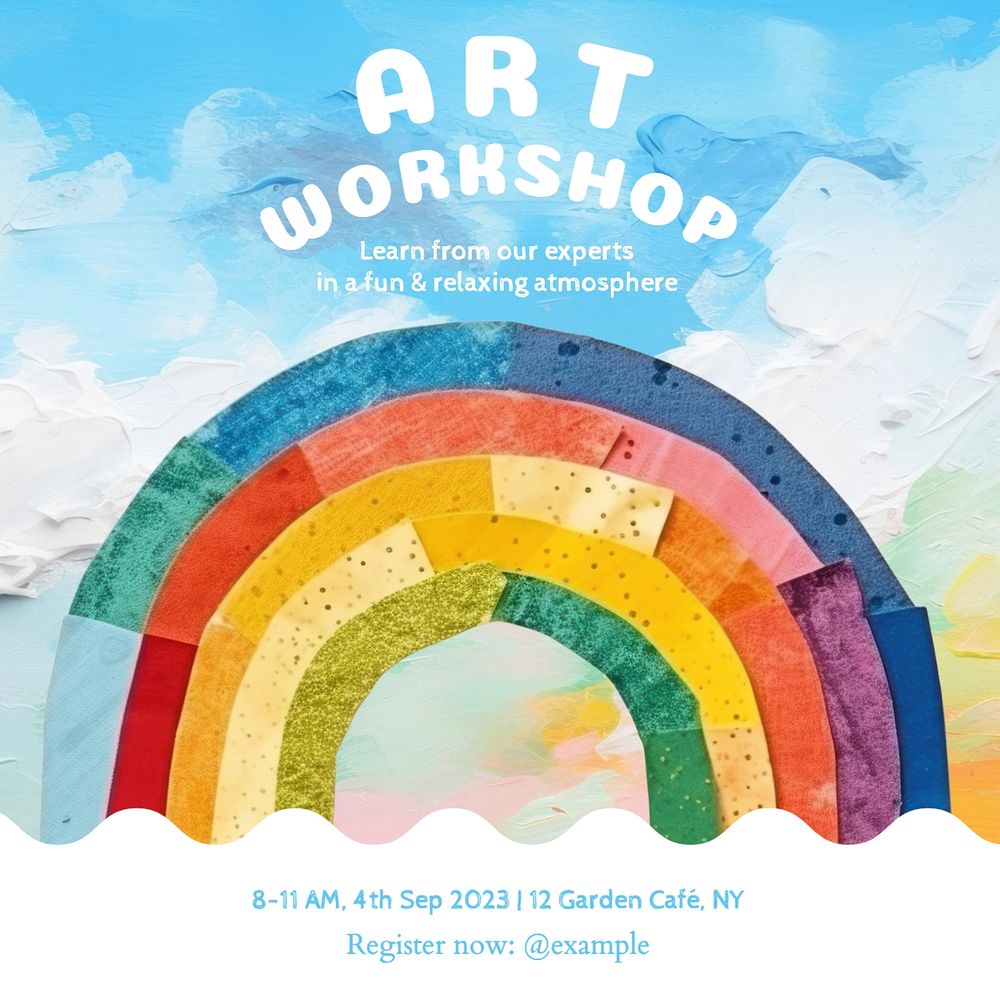 Art workshop Instagram post template, editable text