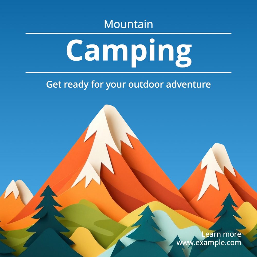 Mountain camping Instagram post template, editable text