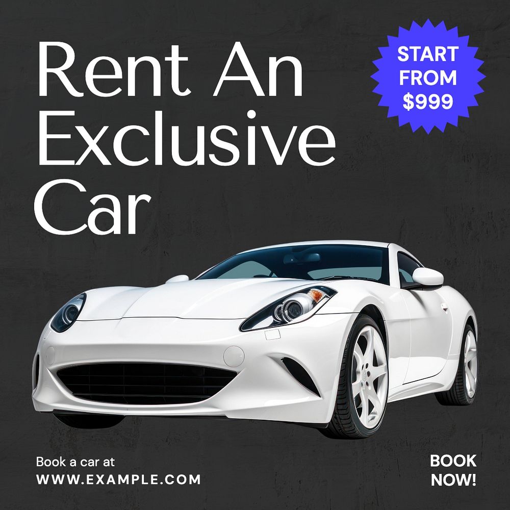 Exclusive car rental Instagram post template, editable text