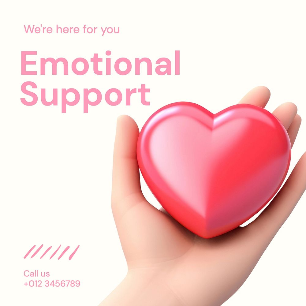 Emotional support Instagram post template, editable text