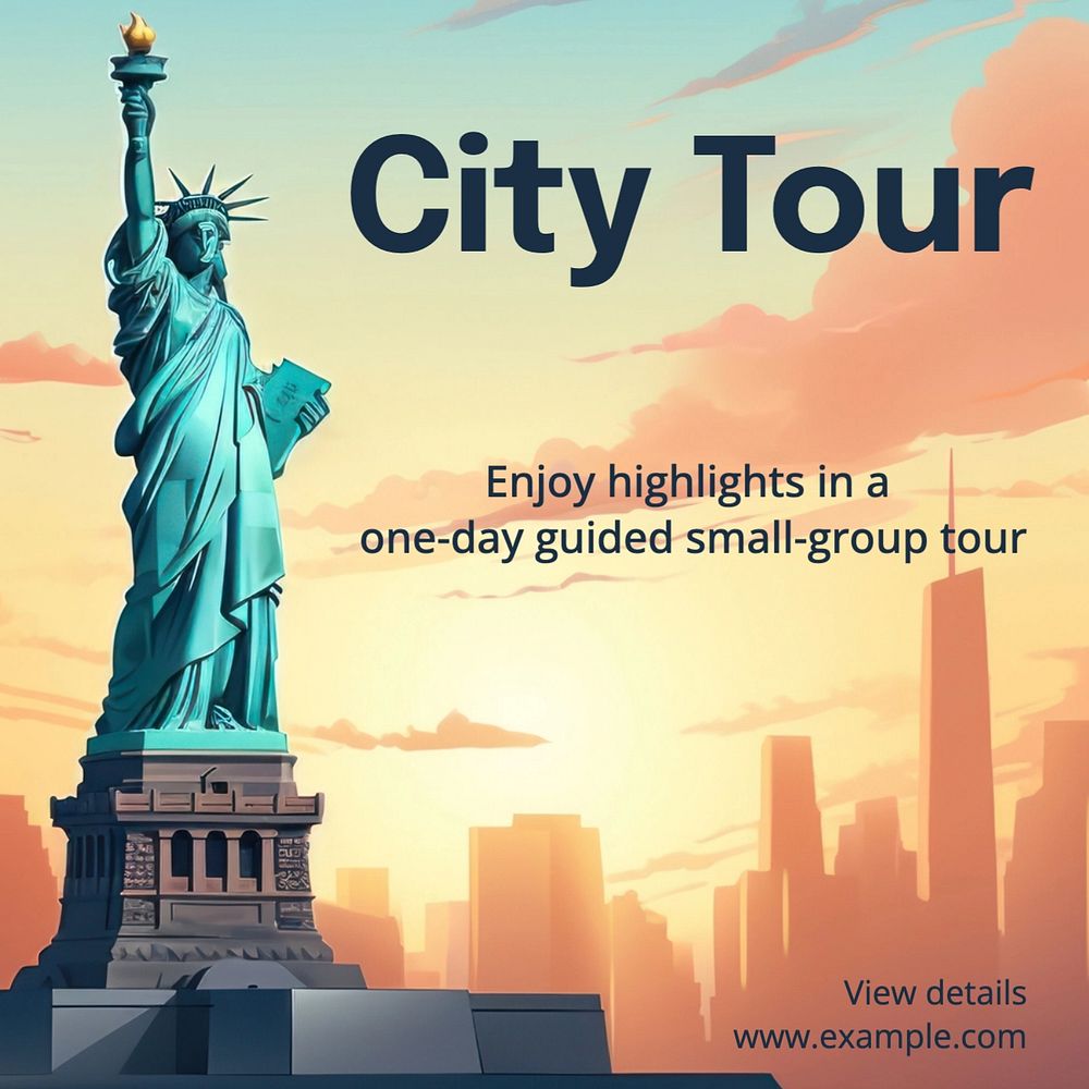 City tour Instagram post template, editable text