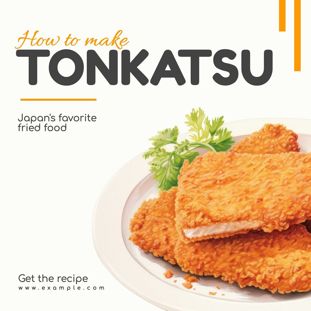 Tonkatsu recipe Instagram post template, editable text