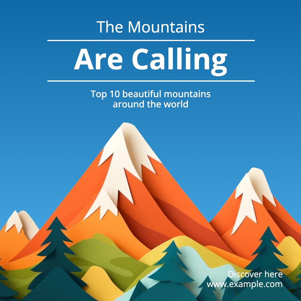 Mountains Instagram post template, editable text