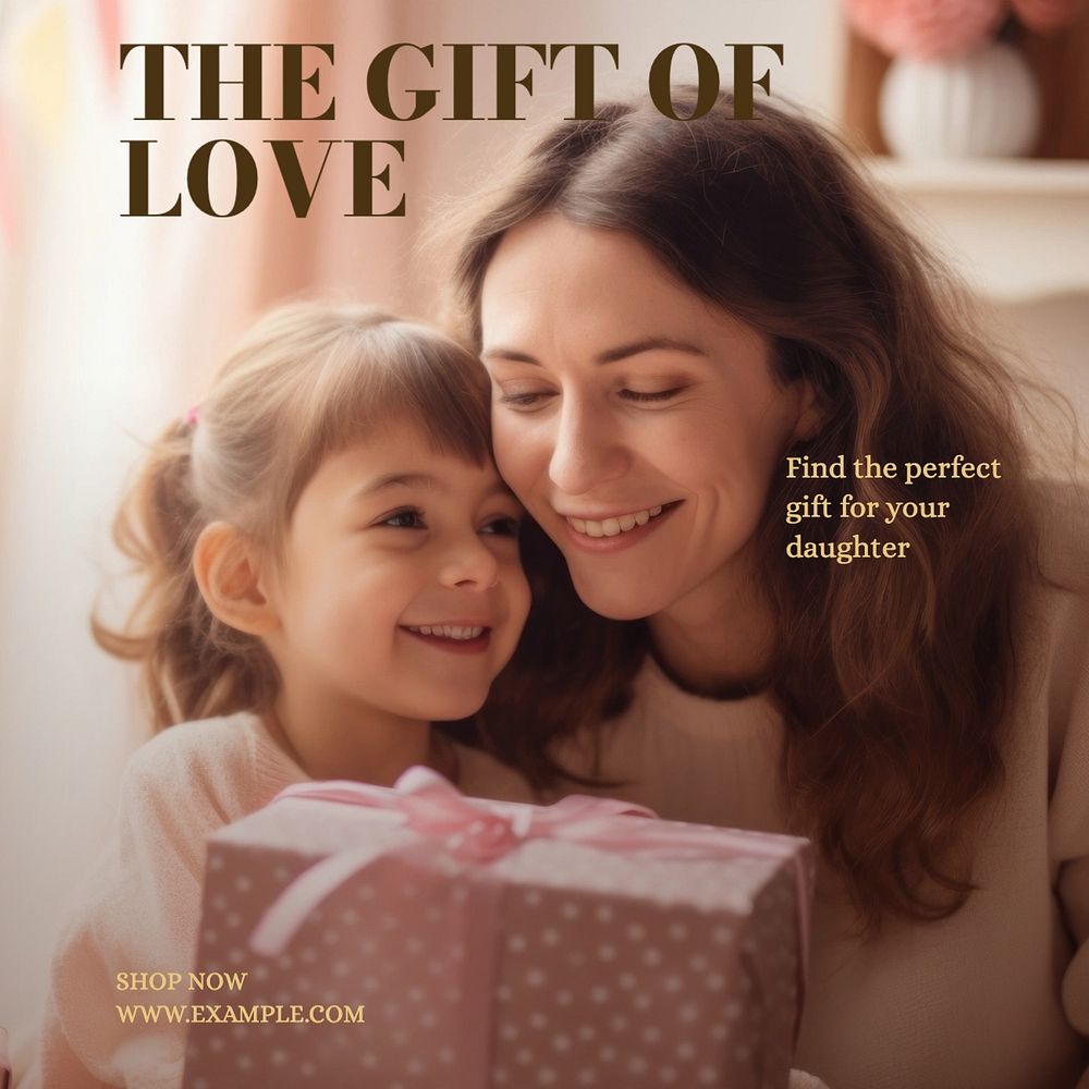 Gift of love Instagram post template, editable text