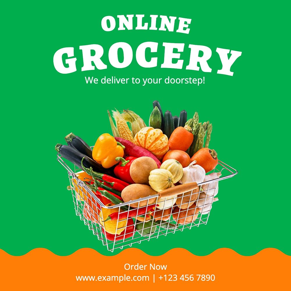 Online grocery Instagram post template, editable text