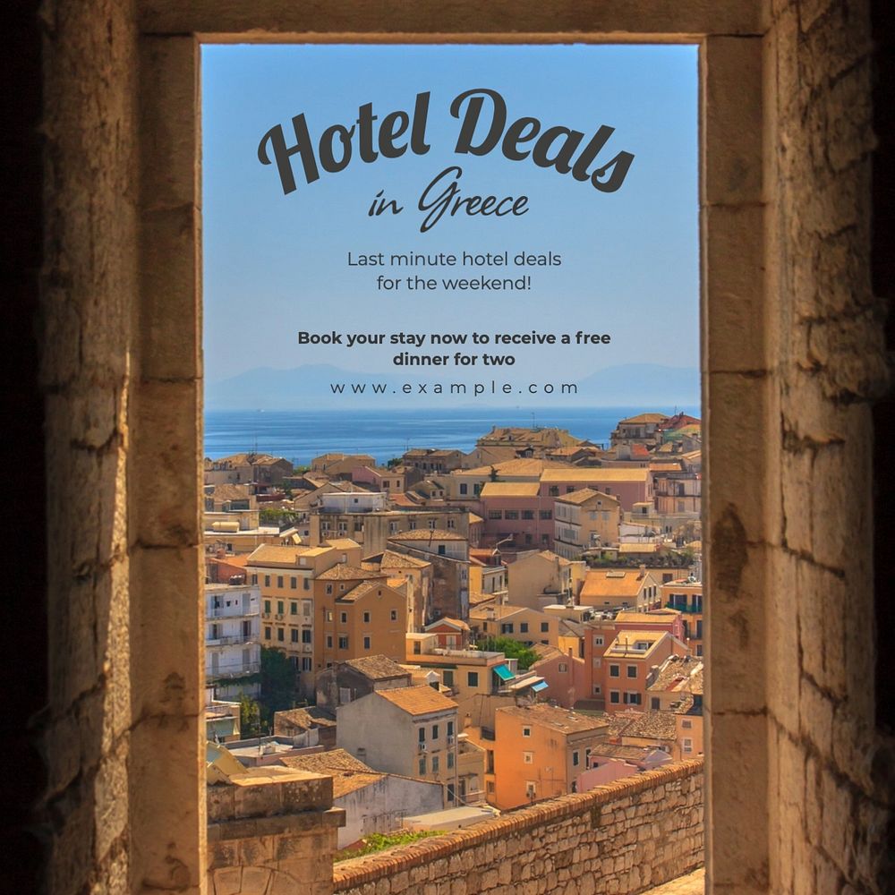 Hotel deals Instagram post template, editable text