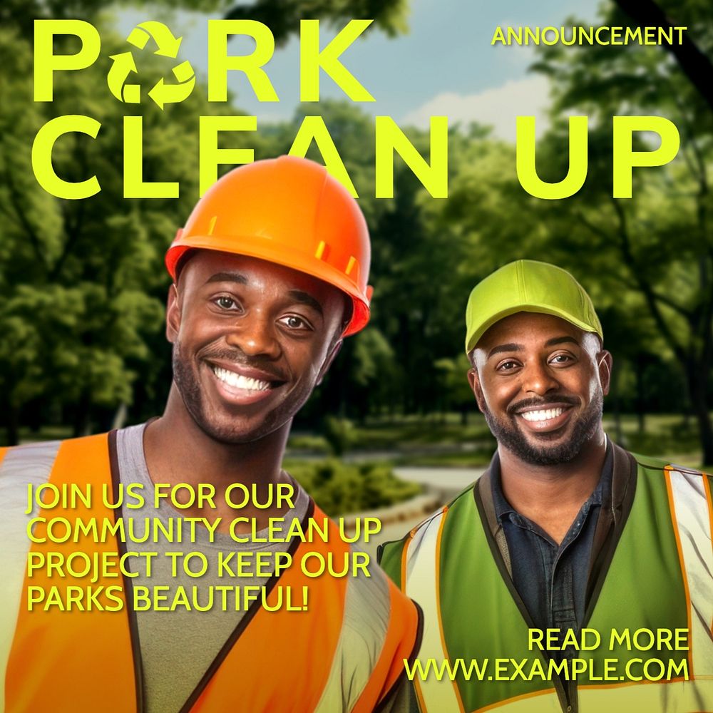 Park clean up Instagram post template, editable text