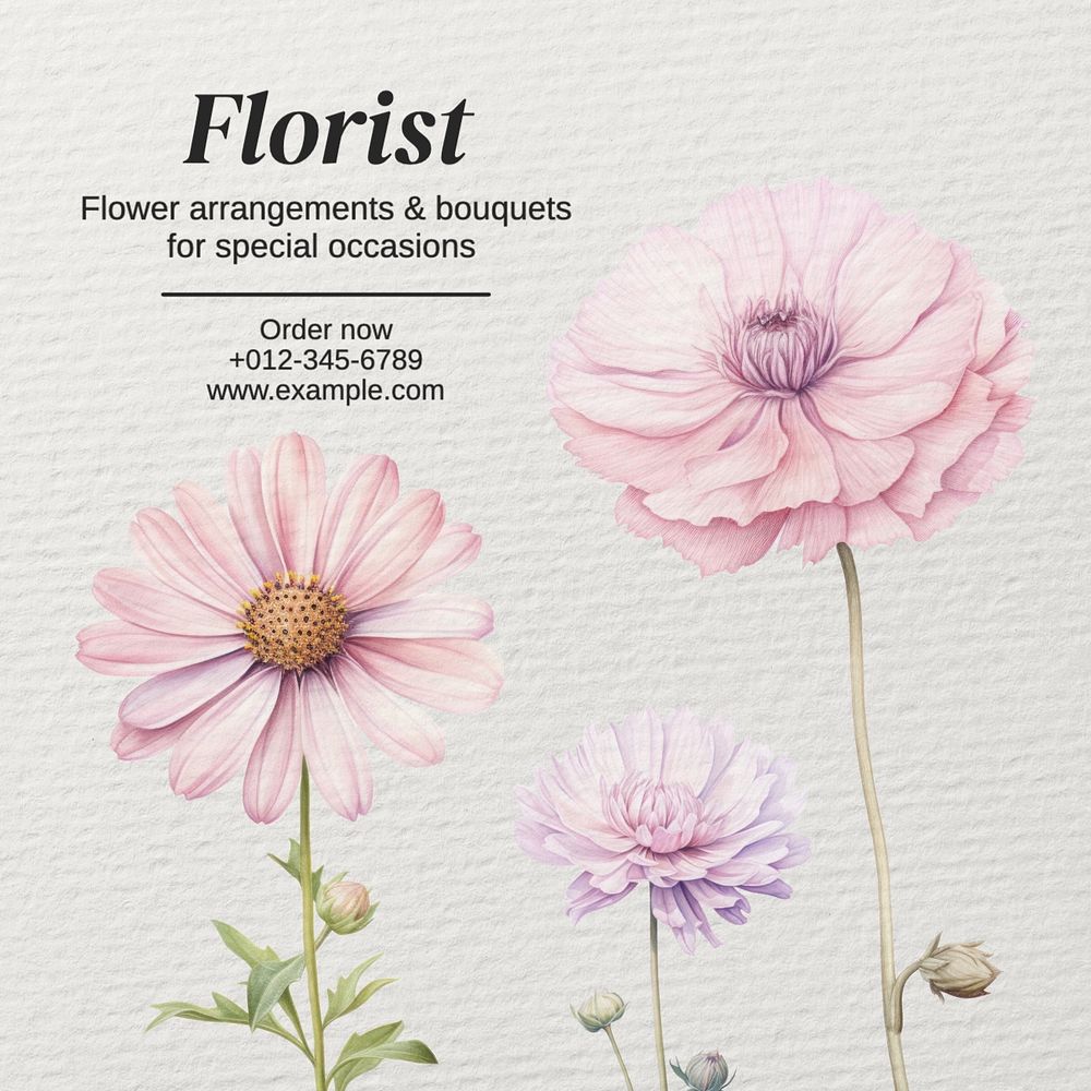 Florist Instagram post template, editable text