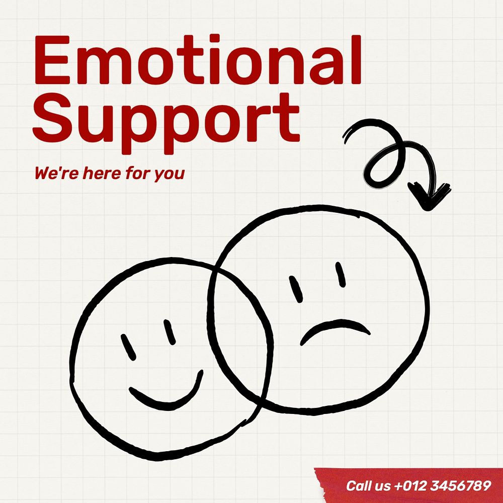 Emotional support Instagram post template, editable text