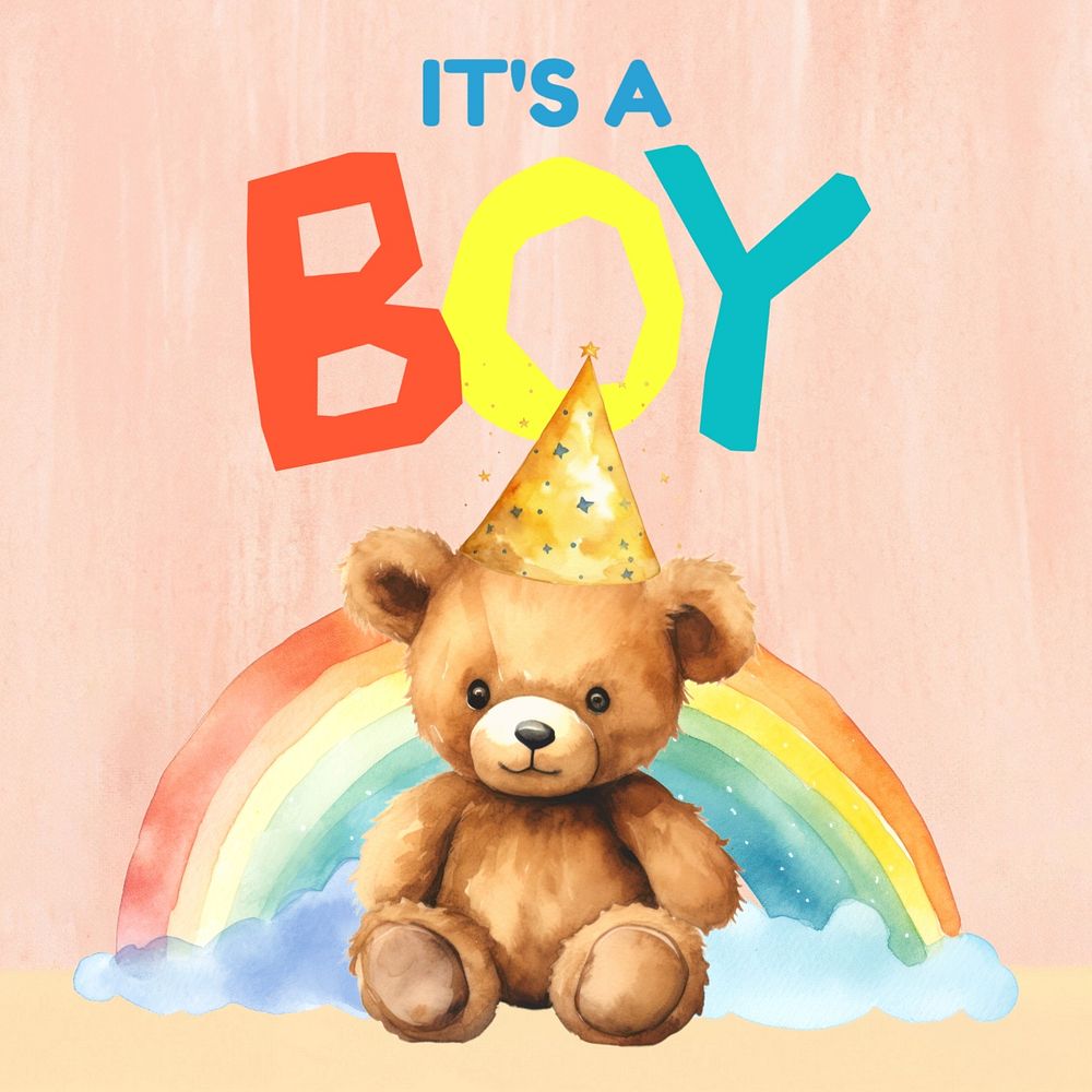 It's a boy Instagram post template, editable text