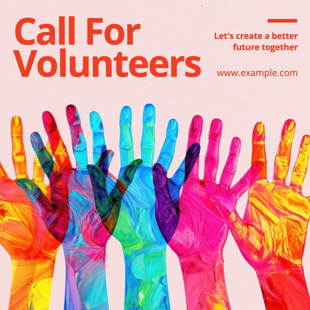 Call for volunteers Instagram post template, editable text