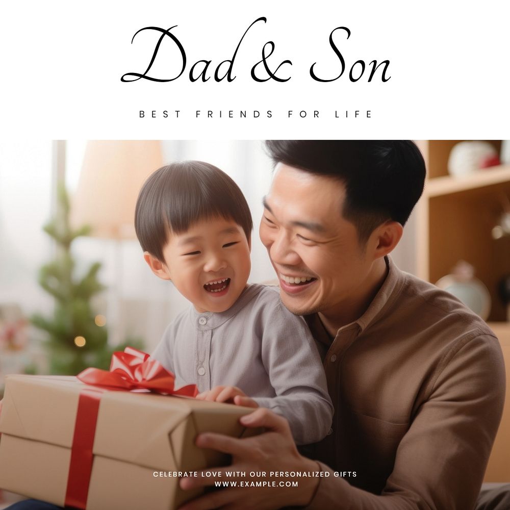 Dad & son Instagram post template, editable text