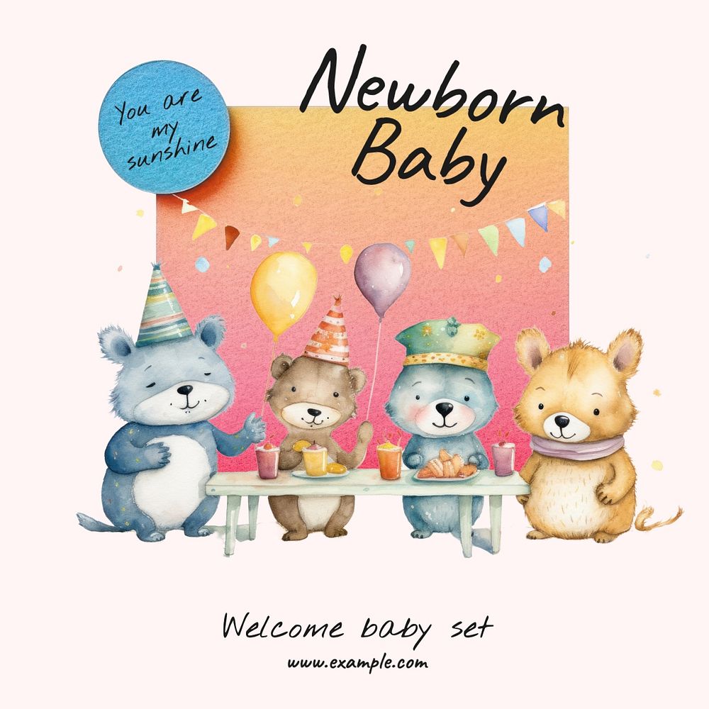 Baby essentials Instagram post template, editable text