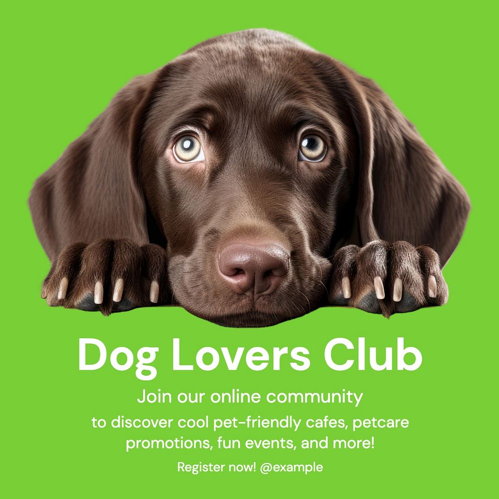 Dog lovers club Instagram post template, editable design