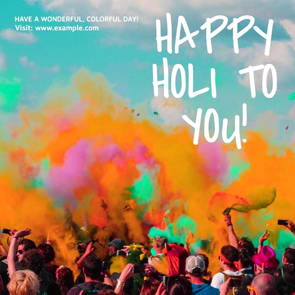 Happy Holi festival Instagram post template, editable text