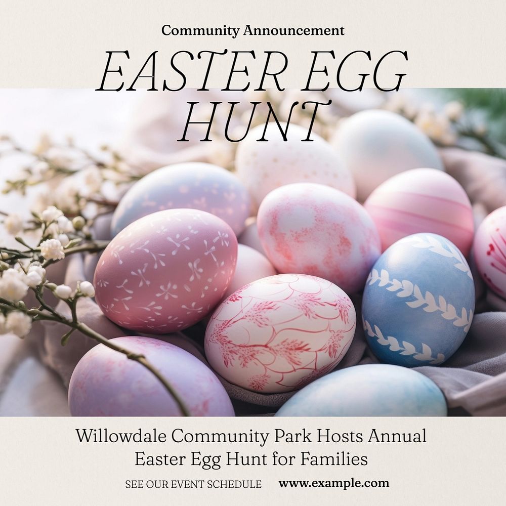 Easter egg Instagram post template, editable text